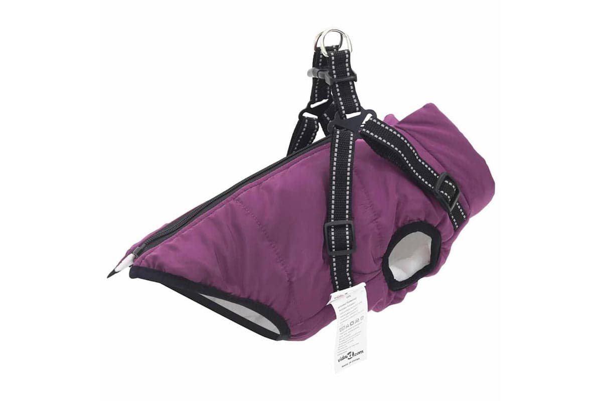 Vidaxl Dog Coat With Harness Purple M Fleece And Polyester