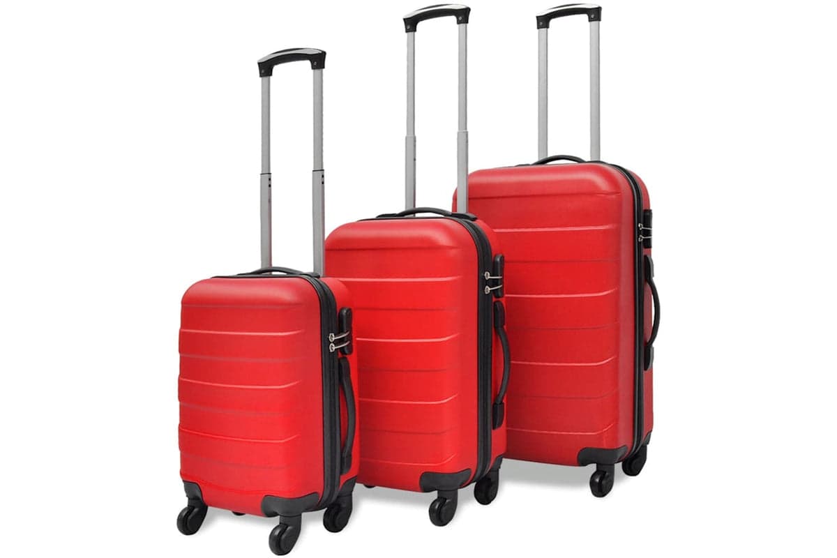 vidaXL 91143 Three Piece Hardcase Trolley Set Red 45.5/55/66cm