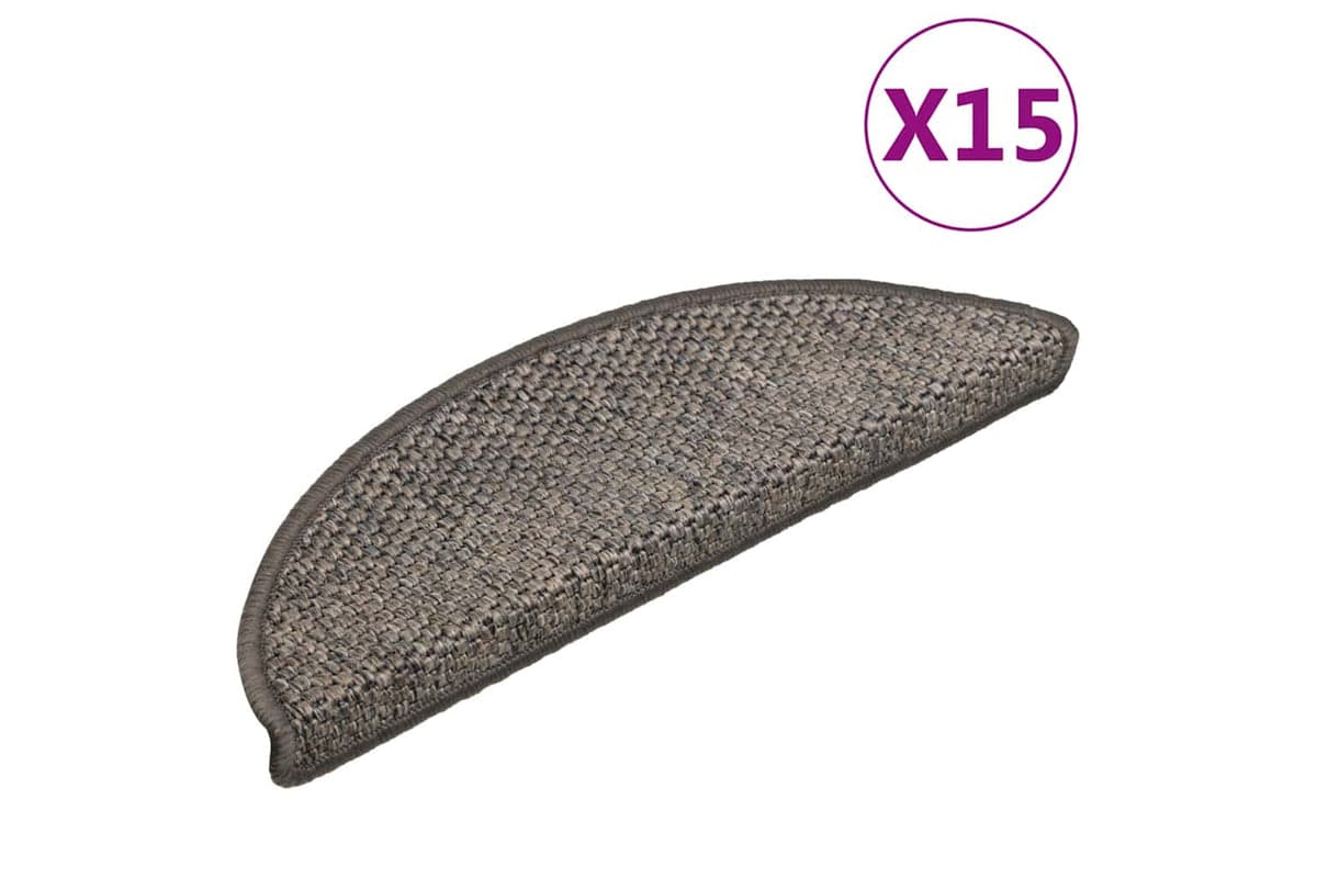 Vidaxl Stair Mats Self-adhesive Sisal-look 15 Pcs 56x17x3 Cm Brown Beige