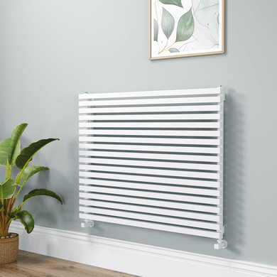 Ravello Linea White Square Designer Radiator 810x1000mm Single Panel 3860 BTU - Horizontal Bars