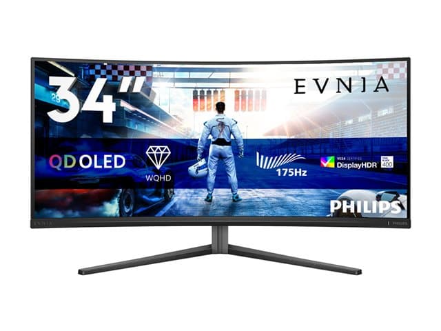 PHILIPS - Evnia 6000 34M2C6500 - OLED monitor - gaming - curved - 34" - 3440 x 1440 WQHD @ 175 Hz - 1000 cd/m² - 1000000:1 - DisplayHDR 400 True Black - 0.03 ms - 2xHDMI, DisplayPort - dark slate