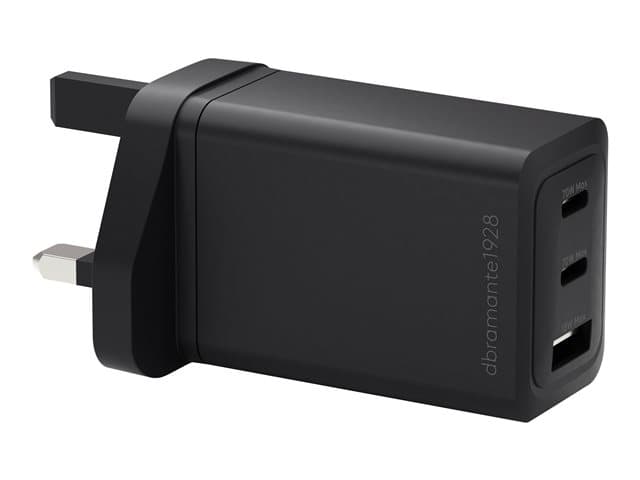 dbramante1928 - re-charge IT - Power adapter - 70 watt - 3 output connectors (2 x USB-C, USB) - black - United Kingdom