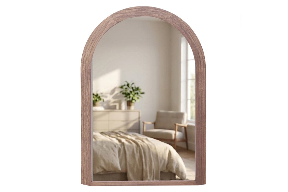 Stepped Arched Shaped Wall Mirror | Brown | 70 x 100 cm