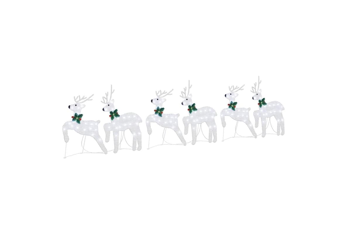 Vidaxl Led Reindeers 6 Pcs Silver Fabric