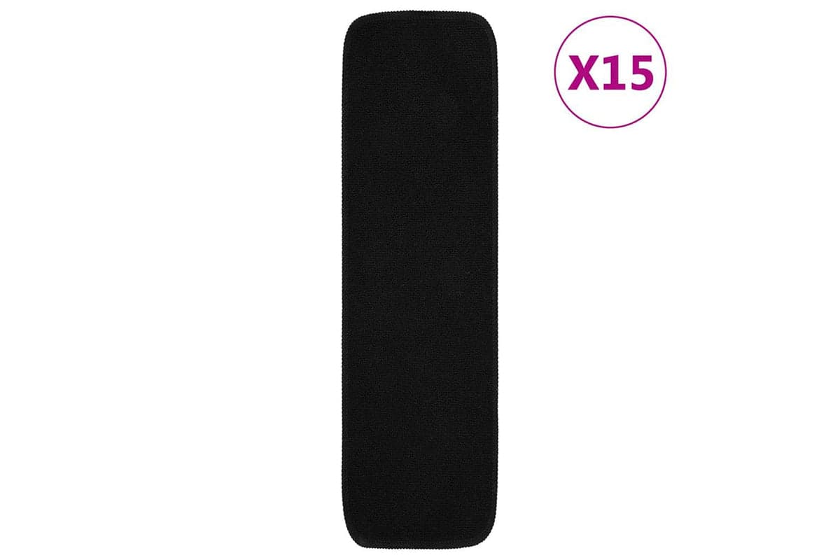 Vidaxl Anti Slip Stair Mats 15 Pcs 75x20 Cm Black Rectangular