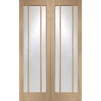 Internal Oak Glazed Rebated French Doors with Clear Glass - Unfinished - 1981 x 1067 x 40mm - Worcester - XL Joinery