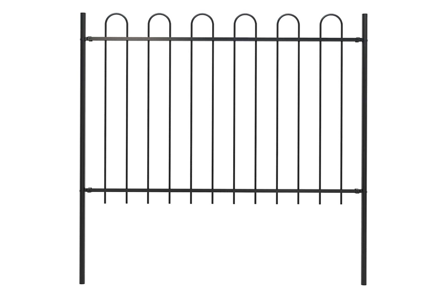 Vidaxl Garden Fence With Hoop Top Steel 1.8 M Black