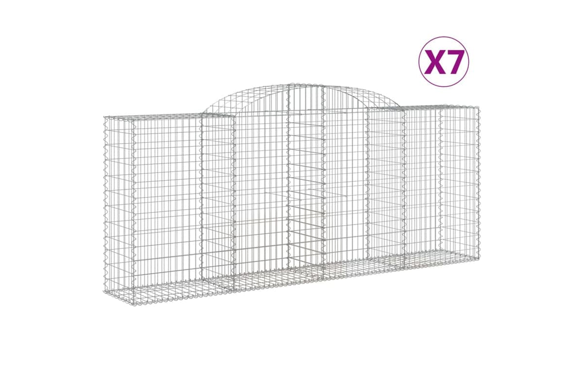 vidaXL 3146724 Arched Gabion Baskets 7 Pcs 300x50x120/140cm Galvanised Iron
