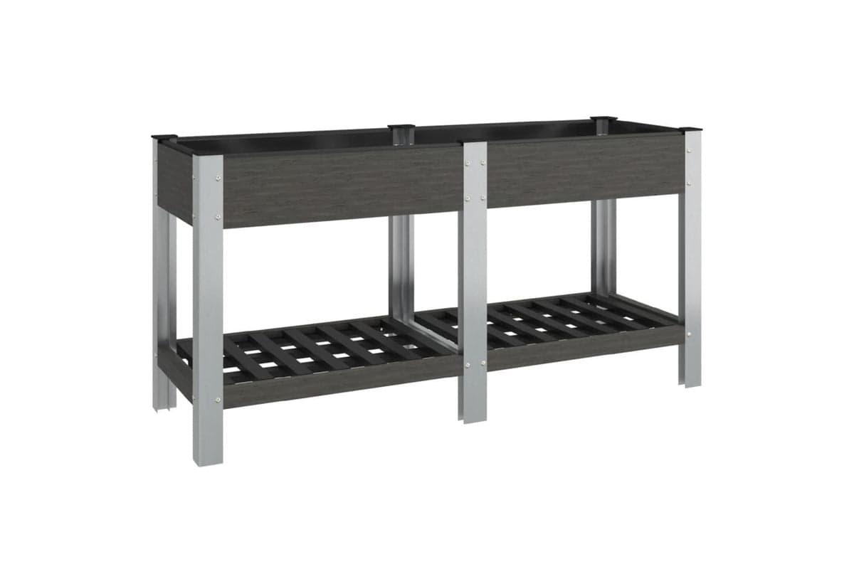vidaXL 362571 Garden Raised Bed With Shelf Grey 150x50x75cm Wpc