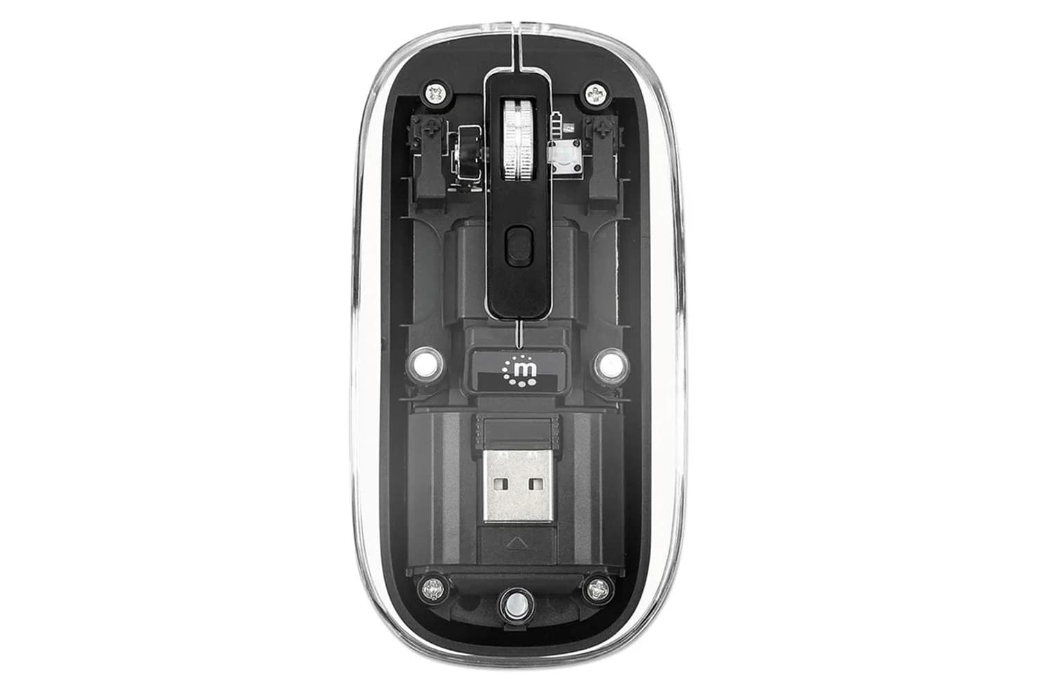 Manhattan Rechargeable Wireless USB Mouse | Clear/Black