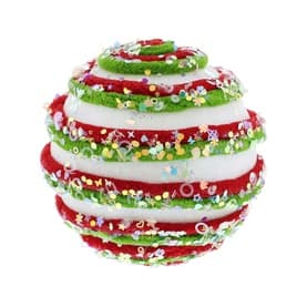 Striped Encrusted Ball Tree Decoration 10cm