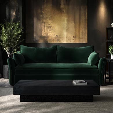 3 Seater Pull-Out Sofa Bed with Storage in Green Velvet - Gaia