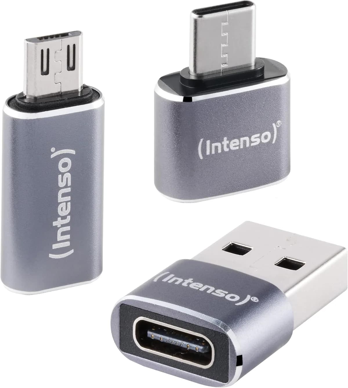 Intenso MIX480 USB Adapter Set, USB-C, USB-A & microUSB, 3 Pack - Grey | 7600913