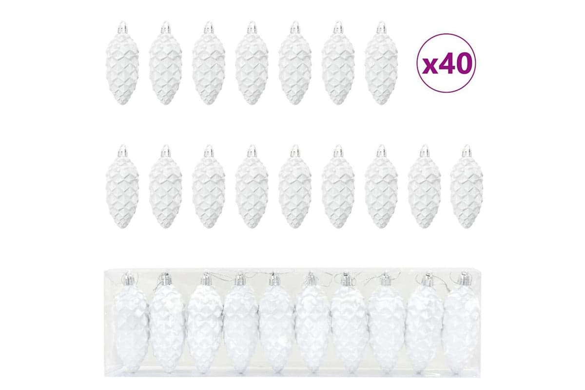 Vidaxl Christmas Pine Cone Ball 40 Pcs White