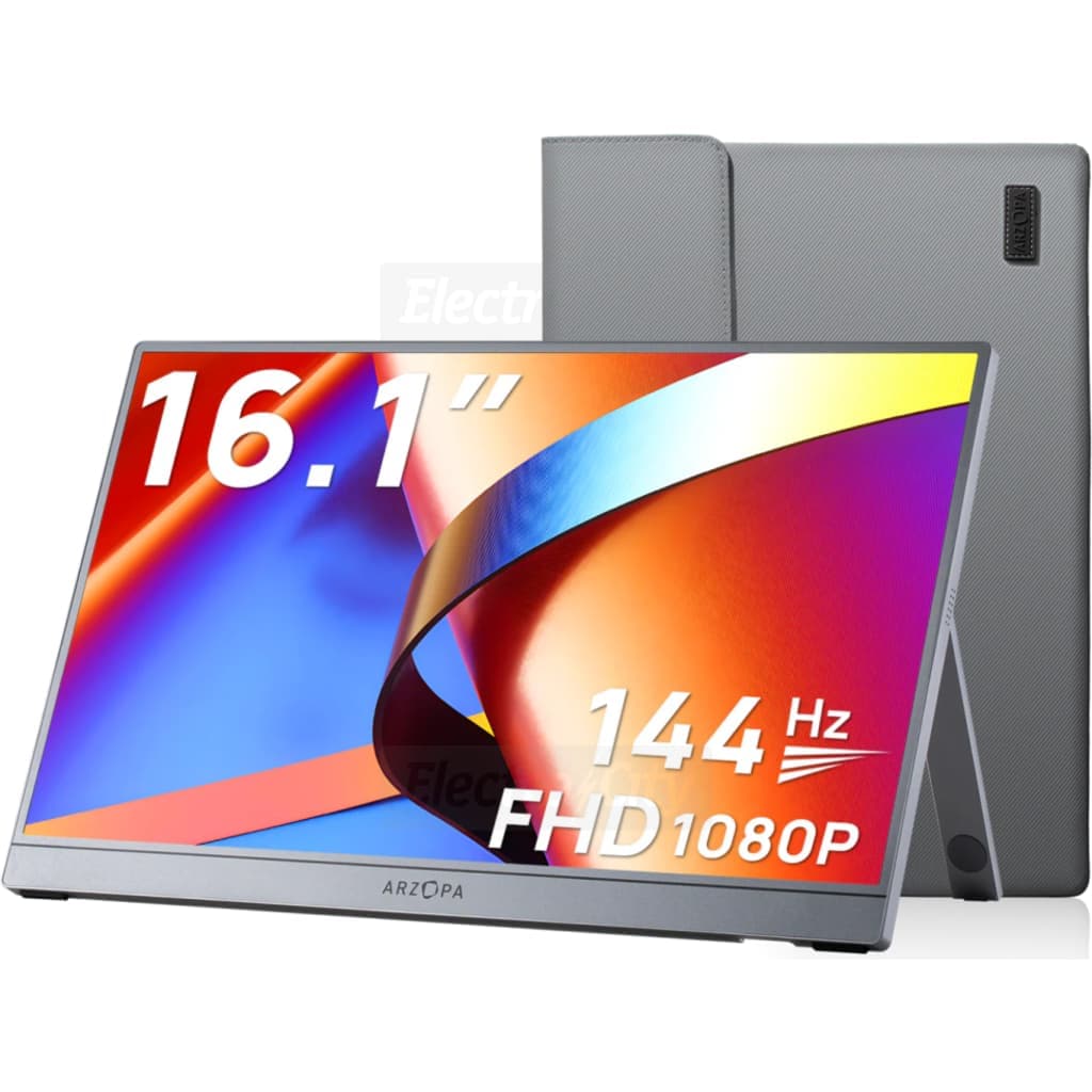 Arzopa Series Z 16.1 Inch Full HD 144Hz Portable Monitor with Built-In Speakers &amp; Sleeve | Grey