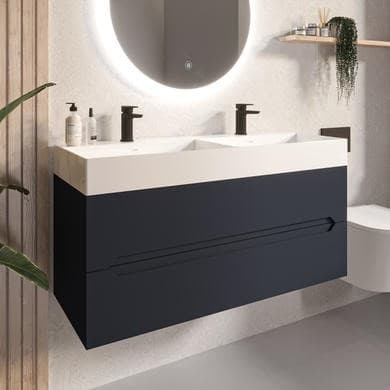1200mm Anthracite Wall Hung Double Vanity Unit with Basins - Morella