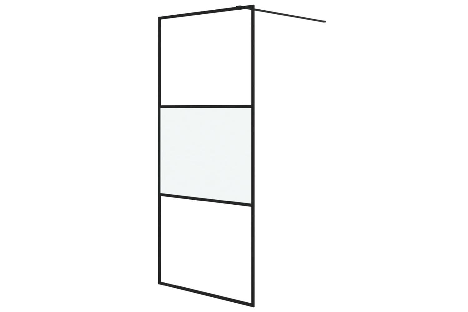 vidaXL 152106 Walk-in Shower Wall Black 90x195cm Half Frosted Esg Glass