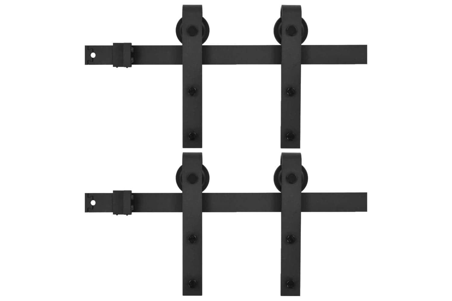 vidaXL Sliding Door Hardware Kits 2 Pcs 183cm Steel Black