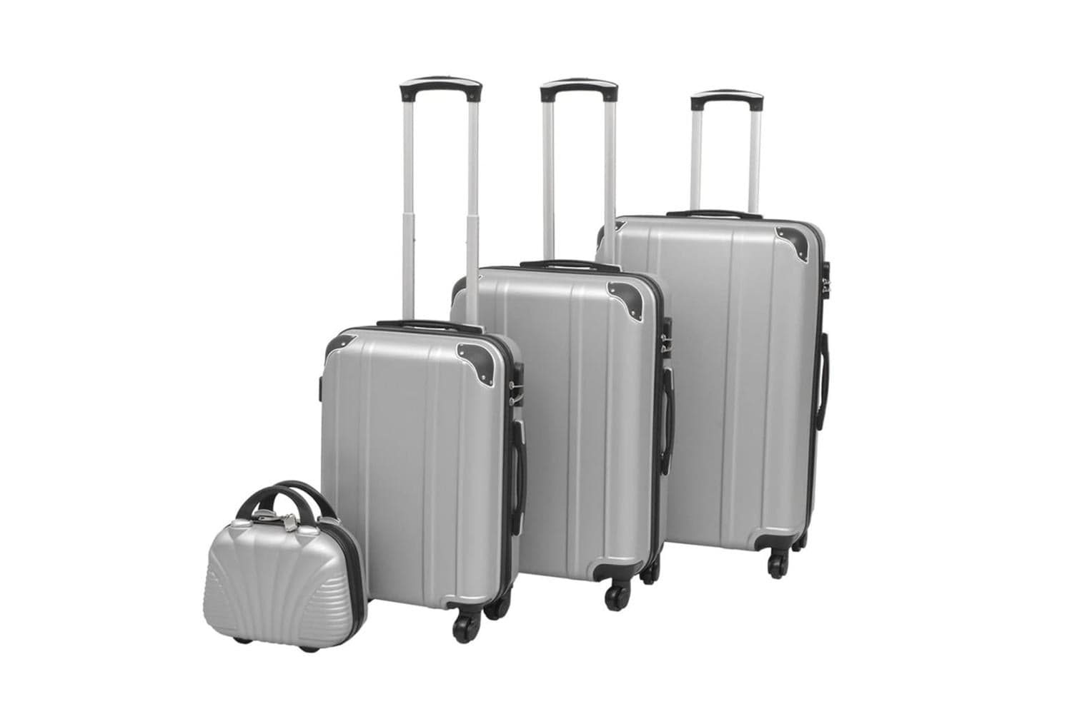 Vidaxl 91196 Four Piece Hardcase Trolley Set Silver