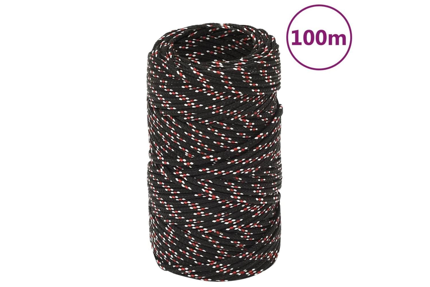 vidaXL 152319 Boat Rope Black 2mm 100 M Polypropylene