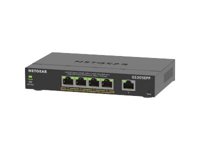 NETGEAR - Plus GS305EPP - Switch - smart - 5 x 10/100/1000 (4 PoE+) - desktop, wall-mountable - PoE+ (120 W)