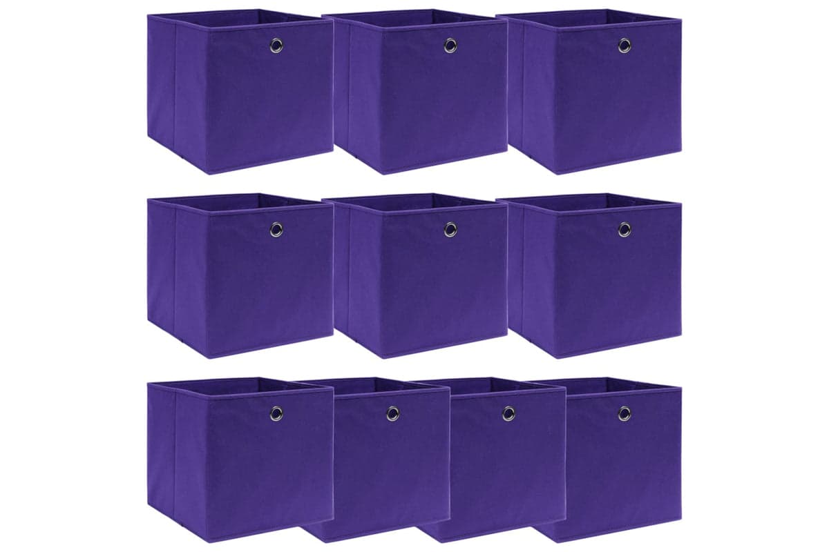 Vidaxl 288355 Storage Boxes 10 Pcs Purple 32x32x32 Cm Fabric