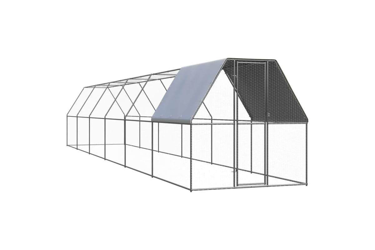 Vidaxl Outdoor Chicken Cage 2x12x2 M Galvanised Steel