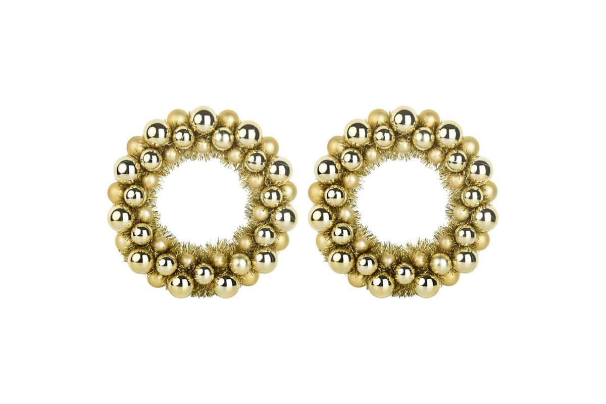 Vidaxl Christmas Ball Wreathes 2 Pcs Gold 33 X 33 X 7 Cm Polystyrene