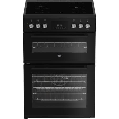 BEKO            60CM DOUBLE OVEN FREESTANDING ELECTRIC COOKER WITH 4 ZONE CERAMIC HOB - BLACK