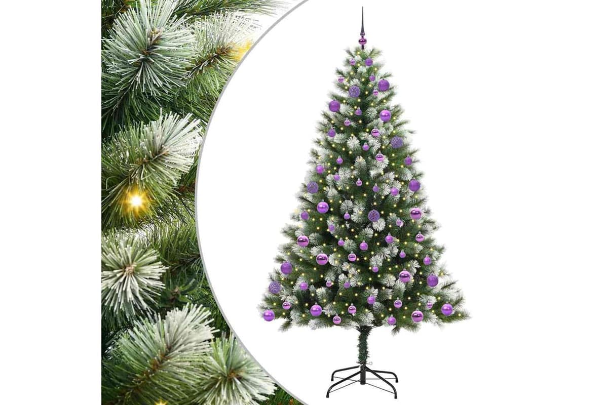 Vidaxl Artificial Hinged Christmas Tree With Flocked Snow 300 Leds