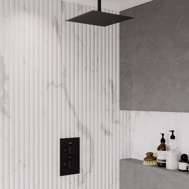 Black 1 Outlet Ceiling Mounted Thermostatic Mixer Shower Set - Zana