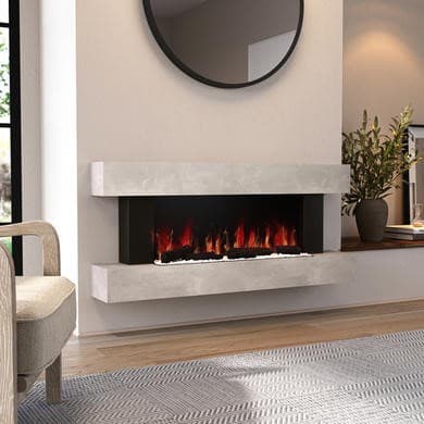 Amberglo Stone-Effect Wall-Mounted Electric Smart Fire Place with Surround