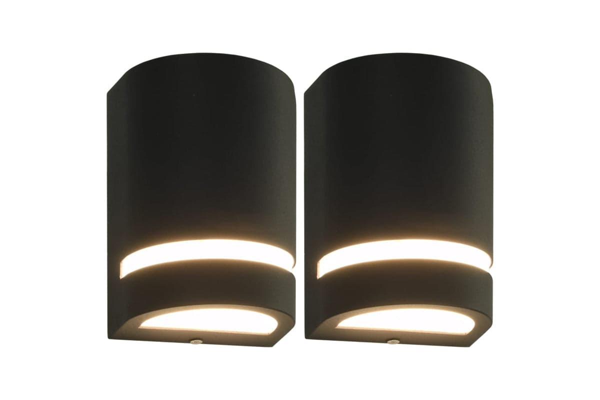 Vidaxl 45648 Outdoor Wall Lights 2 Pcs 35 W Black Half-round