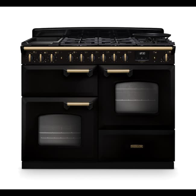 Rangemaster 110cm Classic Deluxe Dual Fuel Range Cooker - Gloss Black | CLDLO110DFPGBLAB1