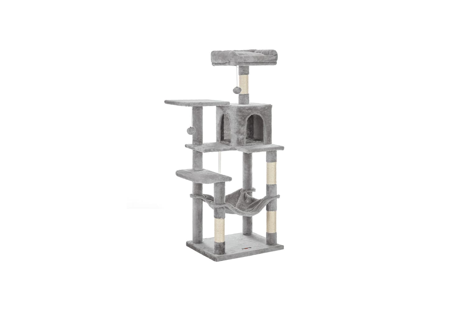 Feandrea UPCT161W01 Cat Condo with Hammock & Pompoms | Light Grey