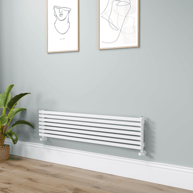 Ravello Linea White Square Designer Radiator 315x1400mm Single Panel 2034 BTU - Horizontal Bars