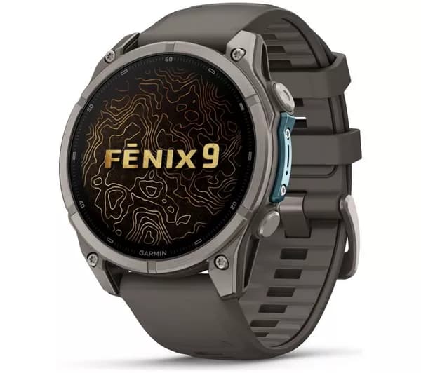 GARMIN fenix 9 Smart Watch - Titanium with Pebble Grey Silicone Band, 47 mm