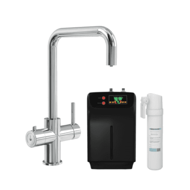 Chrome 3 in 1 Square Instant Boiling Hot Kitchen Mixer Tap with 3L Boiler and Filter - Pronto Vesta