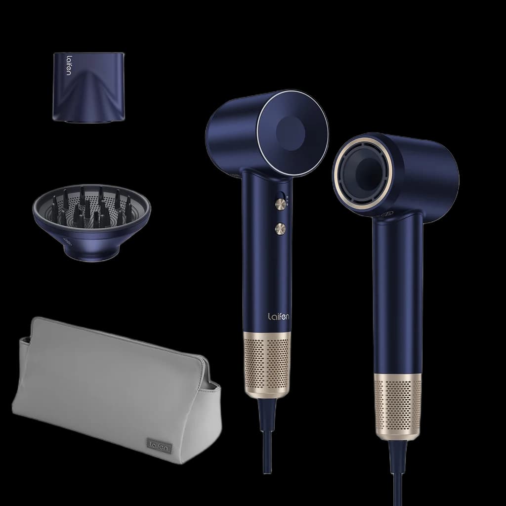 Laifen Swift Premium High Speed Hair Dryer with Attachments & Carry Case - Blue & Gold | 32477