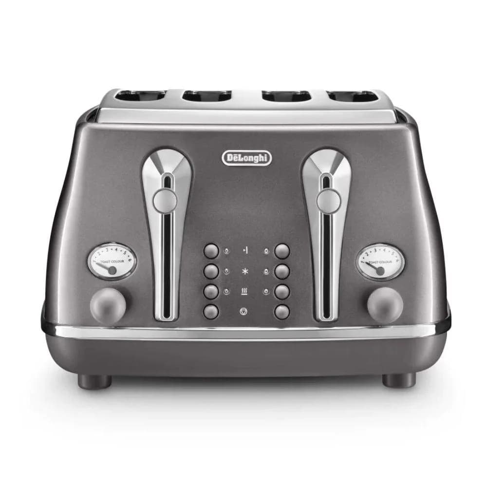 DeLonghi Icona Metallics 1800W 4 Slice Toaster - Grey | CTOT4003.GY