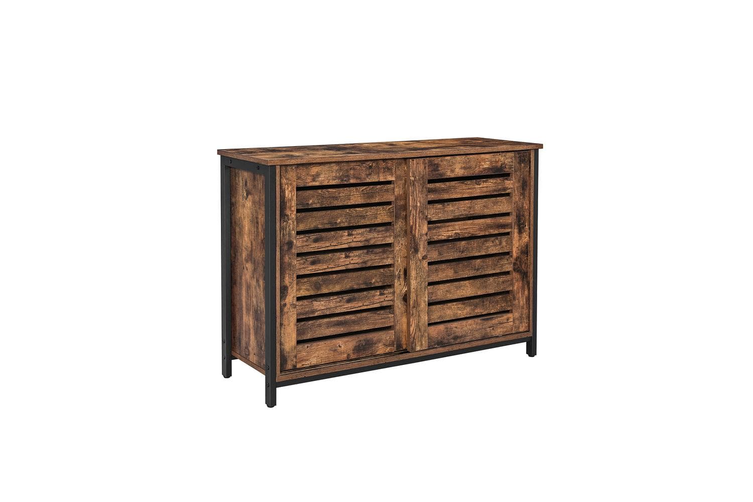 Vasagle Industrial Cabinet with Sliding Doors | Rustic Brown & Black