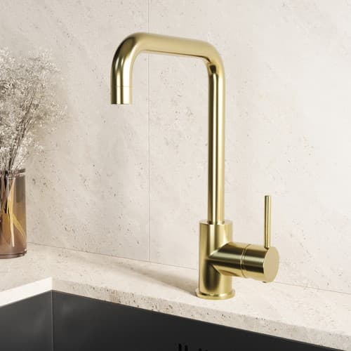 Brushed Brass Single Lever Monobloc Kitchen Mixer Tap - Enza Elwood