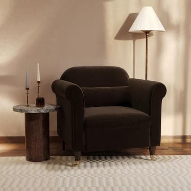 Chocolate Brown Velvet Traditional Armchair - Ramona