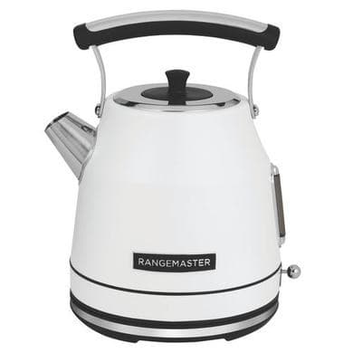 Rangemaster Classic 1.7 L 3000W Quiet Boil Cordless Electric Kettle – Traditional Dome Design With Safety & Swivel Base – Matte White