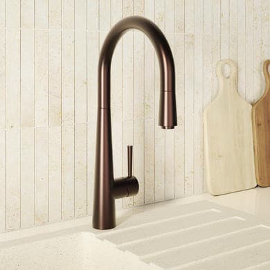 Brushed Bronze Single Lever Pull Out Monobloc Kitchen Mixer Tap - Enza Olney