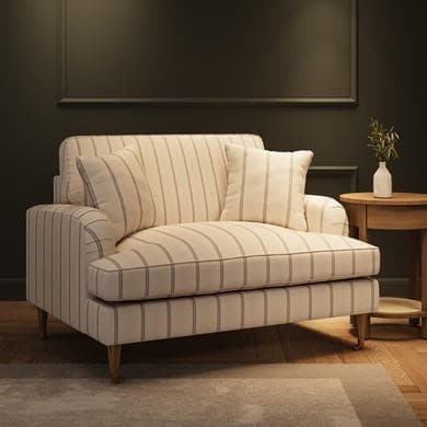Cream Chenille Grey Striped Love Seat – Payton