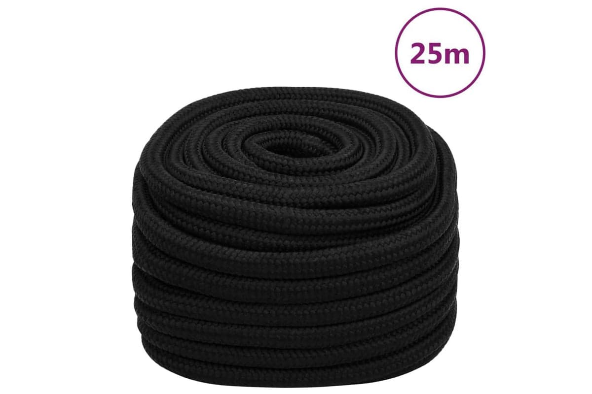 vidaXL 152843 Work Rope Black 25mm 25 M Polyester