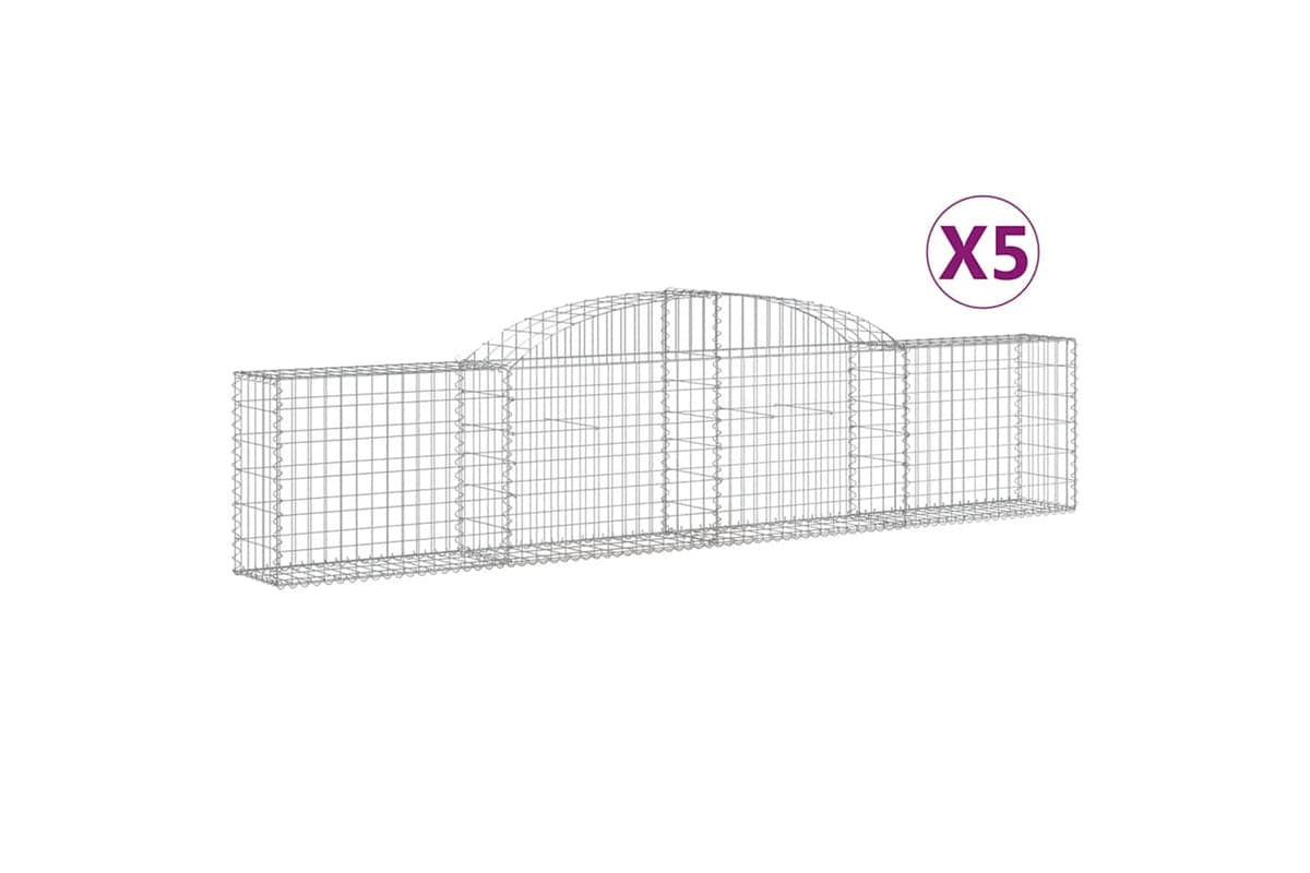 vidaXL 3146488 Arched Gabion Baskets 5 Pcs 300x30x60/80cm Galvanised Iron