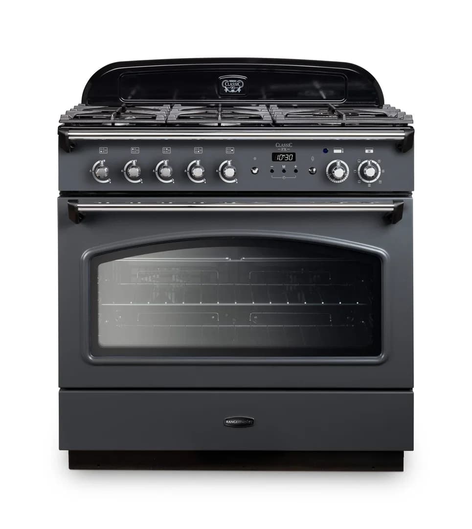 Rangemaster Classic FX 90 Dual Fuel 90cm Range Cooker | Slate with Chrome Trim