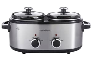 Morphy Richards DuoServe 3.8L Double Pot Slow Cooker | 462000 | Brushed Stainless Steel